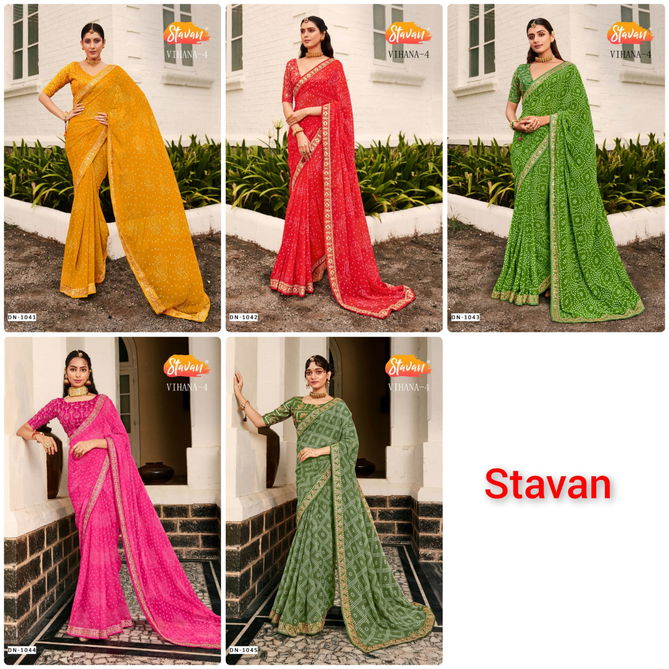 Stavan Vihana Vol 4 Bandhni Printed Sarees Catalog
